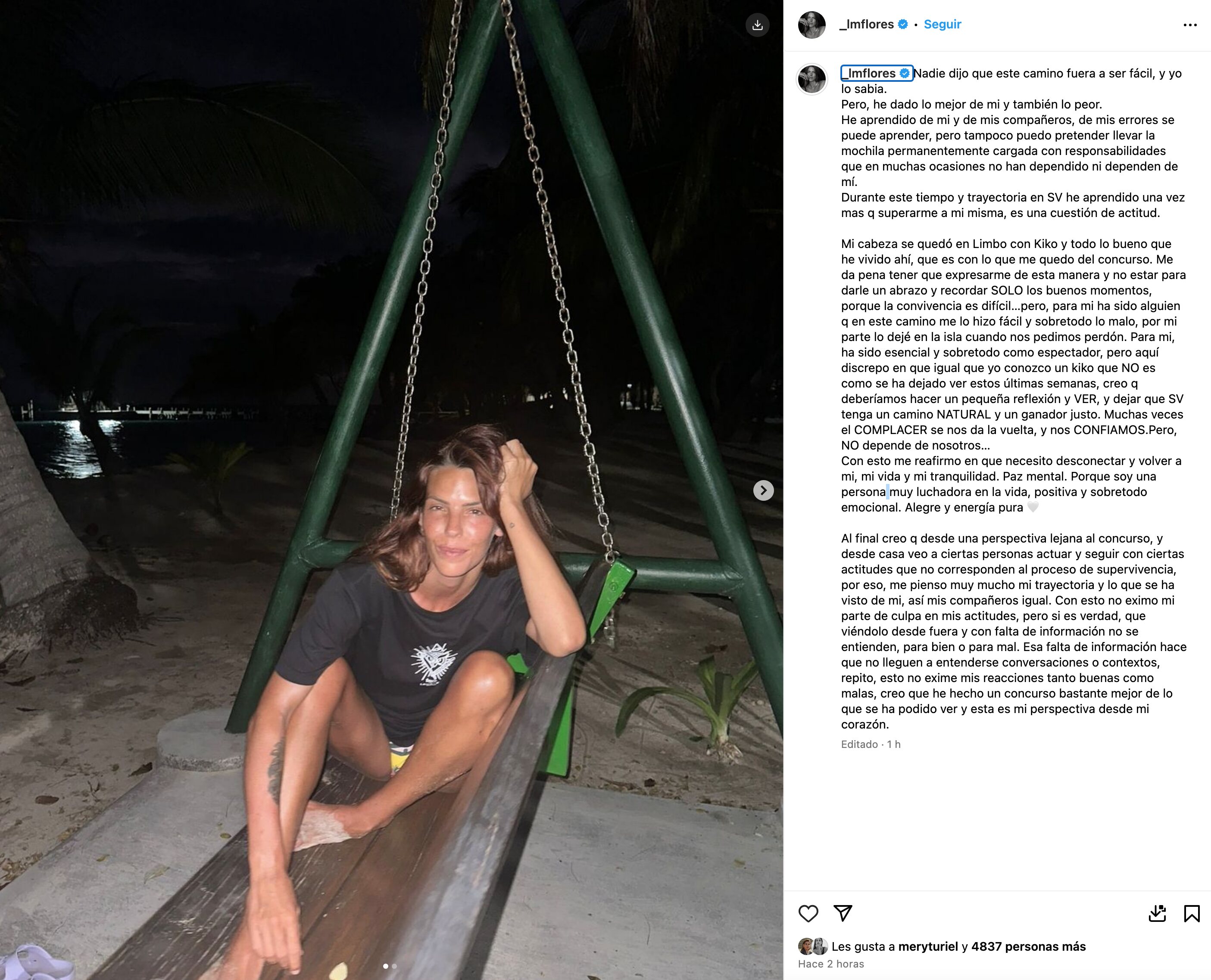 Carta abierta de Laura Matamoros tras 'Supervivientes' | Foto: Instagram