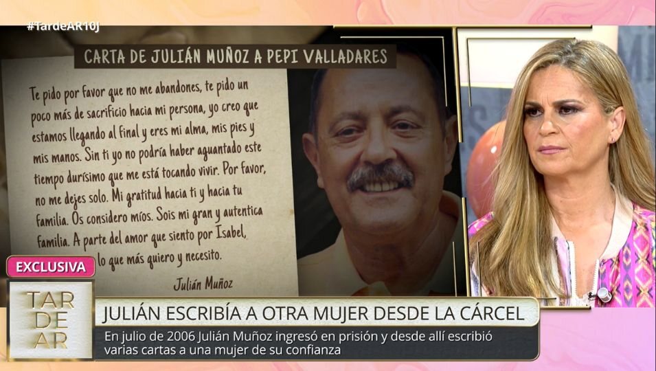 Las cartas de Julián Muñoz a Pepi Valladares en'TardeAR' | Telecinco