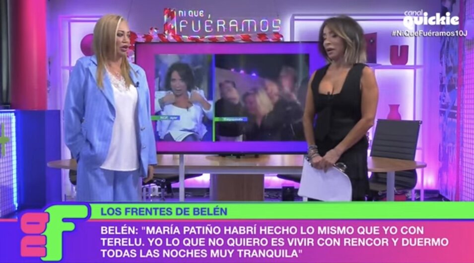 Belén Esteban hablando con María Patiño de su encuentro con Terelu Campos en 'Ni que fuéramos Shhh'