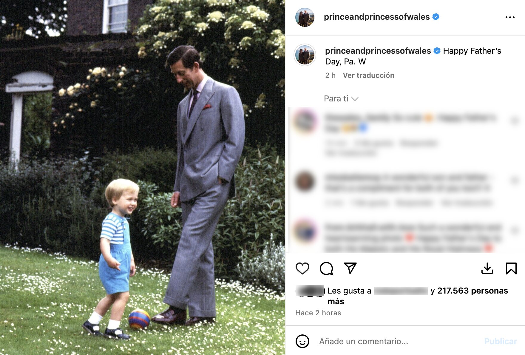 La felicitación del Príncipe Guillermo a Carlos III por el Día del Padre | Foto: Instagram