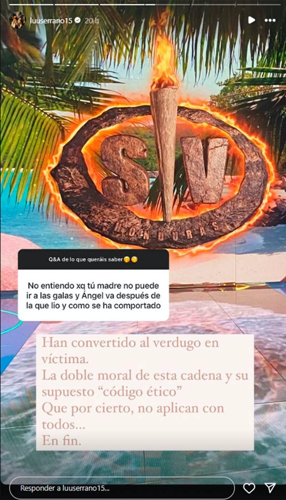 Mensaje de Lucía Serrano sobre Mediaset | Instagram