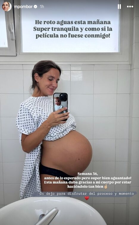 Marta Pombo en el hospital después de romper aguas/ Foto: Instagram