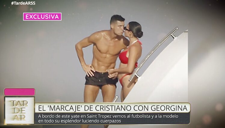 Cristiano Ronaldo y Georgina Rodríguez besándose/ Foto: telecinco.es