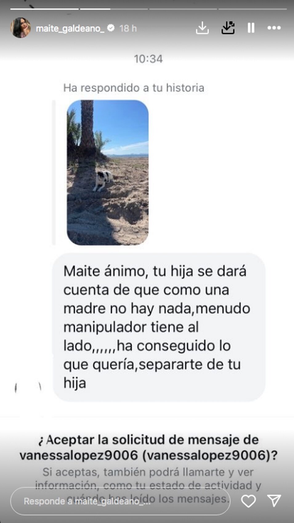 Maite Galdeano en sus redes sociales haciendo referencia al tema con su hija l Fuente: Instagram