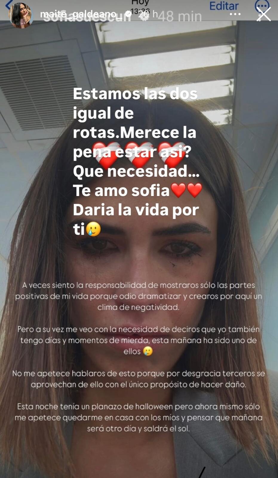 La reacción de Maite Galdeano al mensaje preocupante de Sofía Suescun/ Foto: Instagram