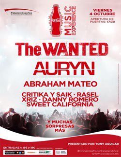 Sweet California, Abraham Mateo, Rasel y Xriz se unen a Auryn y The Wanted para el Coca-Cola Music Experience 2013