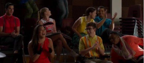 Los actores de 'Glee' durante el tráiler