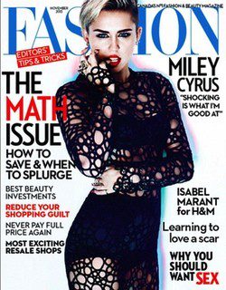 Miley Cyrus en la portada de Fashion Magazine