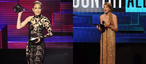 Jennifer Lopez y Taylor Swift en los premios AMA's