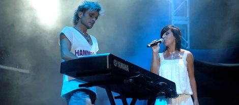 Nacho Cano y Ana Torroja durante un concierto de Mecano