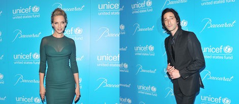 Uma Thurman y Adrien Brody en la Gala Unicef de Nueva York
