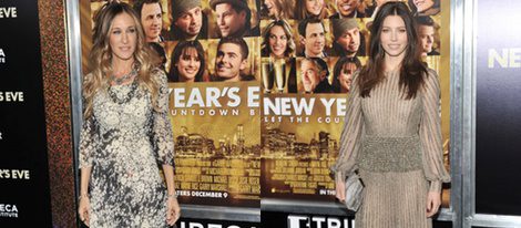 Sarah Jessica Parker y Jessica Biel en el estreno de 'New Year's Eve' en Nueva York