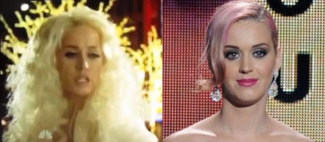 Katy Perry imita a Christina Aguilera en 'Saturday Night Live'