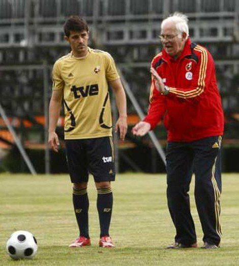 David Villa con Luis Aragonés