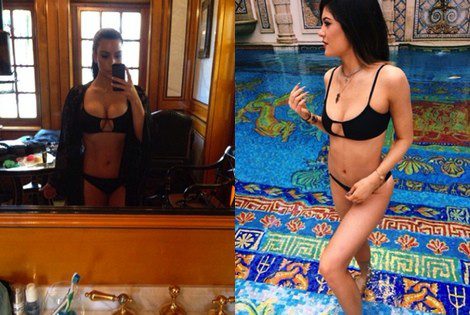 Kim Kardashian y Kylie Jenner luciendo el mismo bikini / Fotos: Instagram