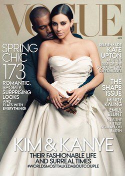 Kim Kardashian y Kanye West en la portada de Vogue