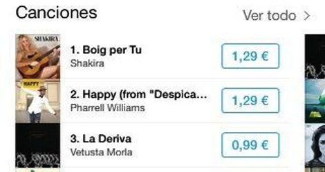 Shakira, número 1 en iTunes en España cion 'Boig per tu'