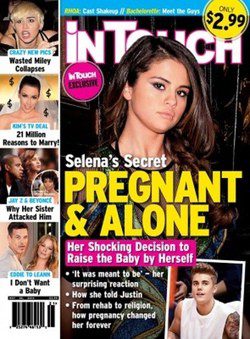 Portada de In Touch con el rumor del embarazo y aborto de Selena Gomez