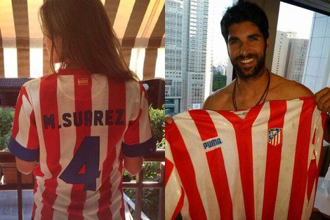 Malena Costa y Cayetano Rivera celebran la victoria del Atlético de Madrid