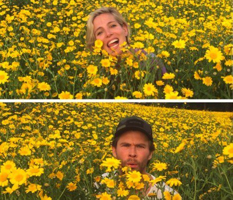 Elsa Pataky y Chris Hemsworth, entre flores / Foto: Instagram