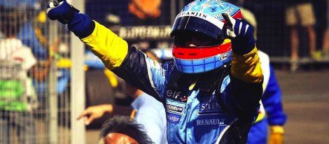 Fernando Alonso tras ganar su primer Gran Premio / Foto: Twitter