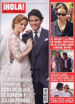 Los recién casados Olivia de Borbón y Julián Porras
