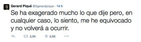 Gerard Piqué pide perdón en Twitter