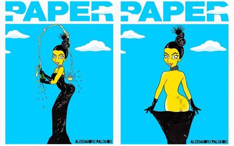 Kardashian caricaturizada como un personaje de 'Los Simpson' por Alexsandro Palombo