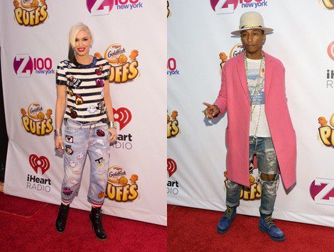 Gwen Stefani y Pharrell Williams en el Jingle Ball 2014