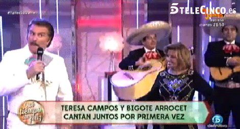 María Teresa Campos y Bigote Arrocet cantando una ranchera / Telecinco.es