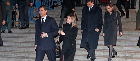 Los Príncipes de Asturias, el presidente del Gobierno y Elvira Fernández Balboa en la misa funeral por Manuel Fraga