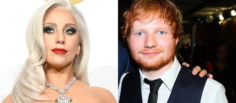 Lady Gaga y Ed Sheeran en la gala de los Grammy 2015