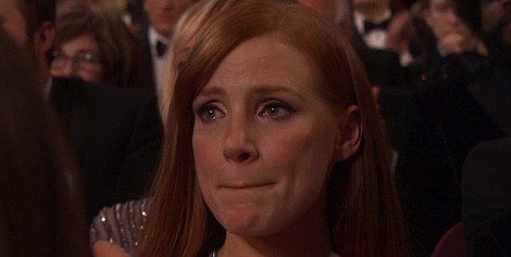 Jessica Chastain visiblemente emocionada durante la interpretación de 'Glory' en los Oscar 2015