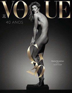 Gisele Bundchen posando desnuda para Vogue Brasil