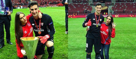  Sergio Rico y María Moreno celebran el triunfo del Sevilla FC | Instagram