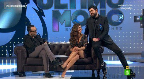 Cristina Pedroche con Risto Mejide y Manu Sánchez en 'El Último Mono'