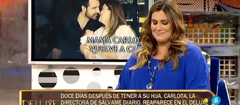 Carlota Corredera muy emocionada durante su entrevista en el 'Deluxe' | telecinco.es
