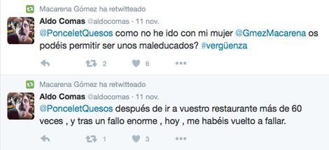 Las quejas de Aldo Comas en Twitter