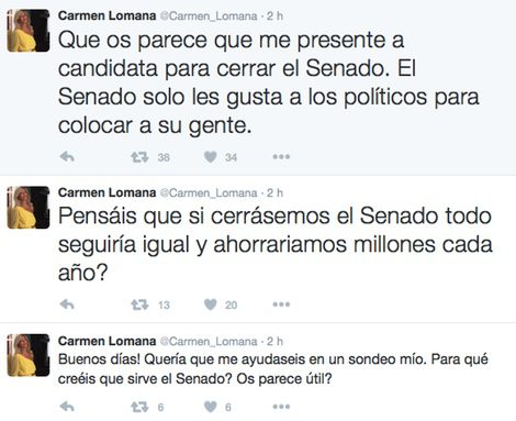 Carmen Lomana habla de El Senado en Twitter