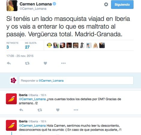 Carmen Lomana se queja de Iberia en Twitter