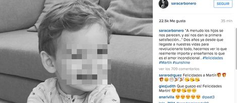 La tierna felicitación de Sara Carbonero a su hijo Martín / Foto: Instagram