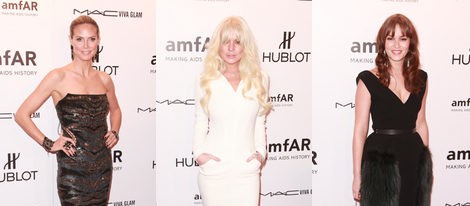 Heidi Klum, Linday Lohan y Leighton Meester en la gala amfAR de Nueva York