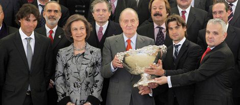 Rafa Nadal, los Reyes de España y David Ferrer en Zarzuela