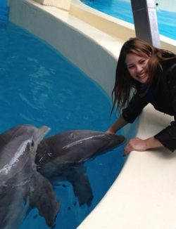 Jessica Bueno se fotografía con los delfines