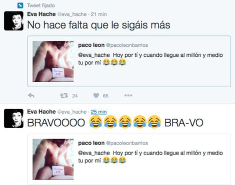 Eva Hache y Paco León en Twitter