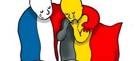 Ilustración de las dos tragedias en París y Bruselas