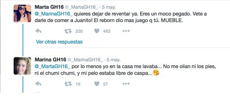 Discusión entre Marta y Marina en Twitter