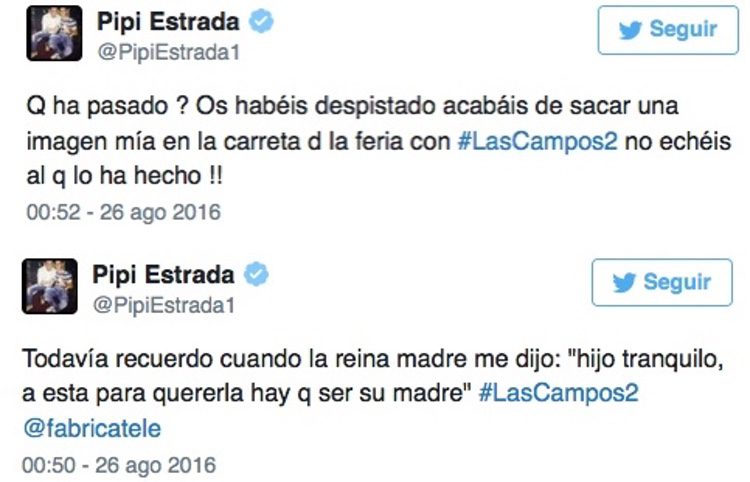 Los tweets de enfado de Pipi Estrada