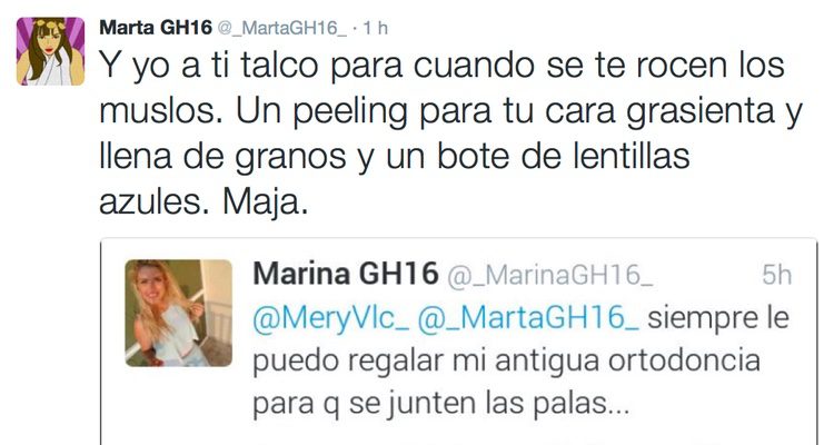 Insultos en Twiter entre Marta y Marina de GH16
