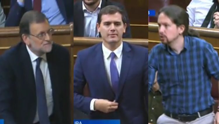 Rajoy, Rivera e Iglesias en el momento de su votación / RTVE.es